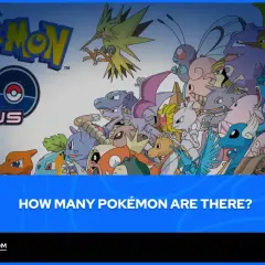 Zbiór wielu popularnych Pokémonów, w tym Pikachu, Charizard i Mewtwo, na tle logo Pokémon GO Plus.