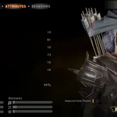 Sera, poziom 21 łotrzycy z Dragon Age, z wysoką zręcznością i niską magią. Jej atrybuty są kluczowe dla jej roli.
