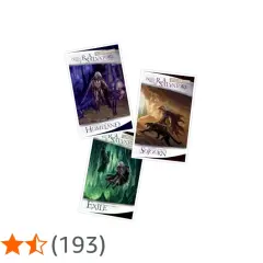 Okładki książek z serii Drizzt Do'Urden: "Homeland", "Sojourn" i "Exile".