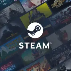 Tło z grami Steam, logo Steam i napis "STEAM". Dowiedz się, jak udostępnić grę na Steam.