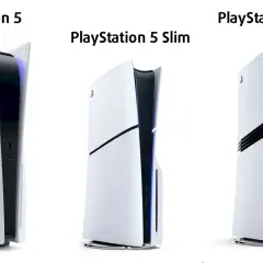Porównanie PlayStation 5, PS5 Slim i PS5 Pro. Widoczne różnice w ps5 wymiary i designie.