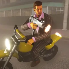 Gangster na żółtym motorze strzela z pistoletu. Kod na motor GTA 5.