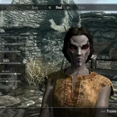 Tworzenie postaci w Skyrim, z opcją edycji blizn i makijażu. Data wydania gry to 11.11.11.
