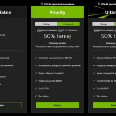 Porównanie planów GeForce Now: Bezpłatny, Priority i Ultimate. Sprawdź aktualną **geforce now cena** i promocje na lato!