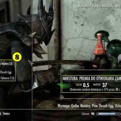 Skyrim alchemia przepisy: mikstura premii do otwierania zamków z Gnilec Namiry, Pine Thrush Egg i Ucho Falmera.