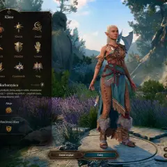 Elfka barbarzyńca z Baldur's Gate, gotowa do walki. Wśród **baldur's gate postacie** wyróżnia się dziką naturą i siłą.