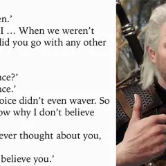 Geralt z Rivii, dając kciuk w górę, potwierdza swoje uczucia. Te wiedźmin cytaty pokazują jego wierność.