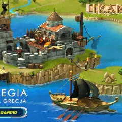 Gry strategiczne online: starożytna Grecja, twierdza na wyspie, statek w morzu. Graj za darmo!