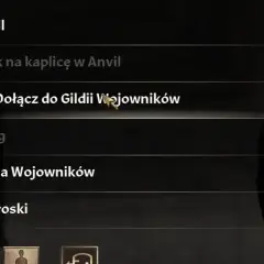 Wybór "Dołącz do Gildii Wojowników" w grze Oblivion. Kursor wskazuje opcję.