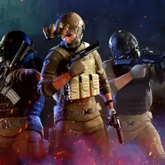 Trzech żołnierzy w taktycznym wyposażeniu, gotowych do akcji w świecie gry fps.