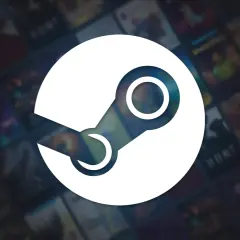 Logo Steam na tle okładek gier. Czy Steam jest płatny? Sam Steam jest darmowy, płacisz tylko za gry.