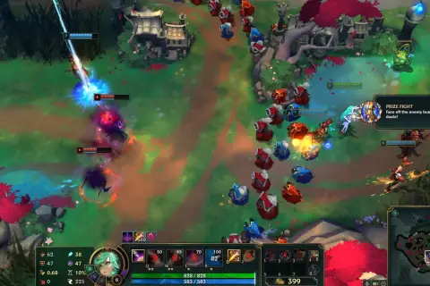 Bitwa w Nexus Blitz, gdzie gracze walczą w pojedynkach. Widać postacie, umiejętności i interfejs gry.