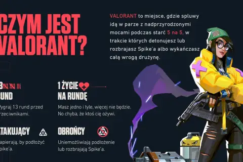 Valorant to taktyczna strzelanka 5v5, która zadebiutowała w 2020 roku. Gracze używają broni i mocy, by wygrać rundy.