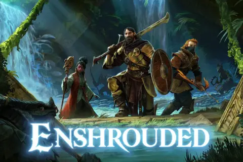 Enshrouded: trzej bohaterowie, wojownik, łucznik i czarodziejka, przygotowują się do walki w mistycznej dżungli.