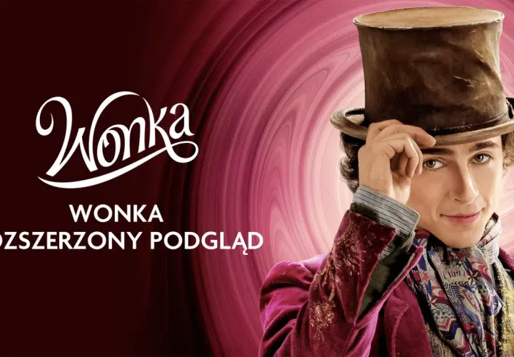 Charlie i Fabryka Czekolady online: młody Wonka w cylindrze i aksamitnym płaszczu zaprasza do magicznego świata.