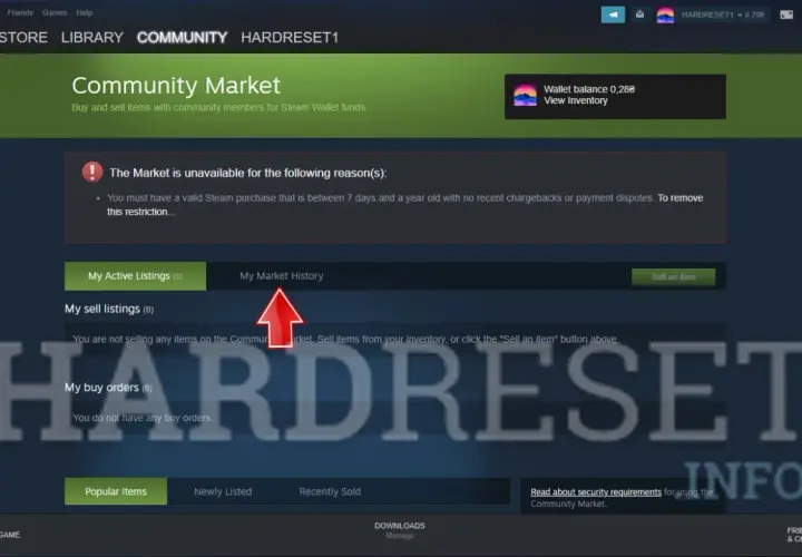 Jak sprawdzić ile się wydało na Steam? Kliknij "My Market History" na stronie Community Market.