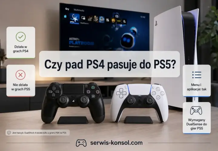 Czy pad od PS4 pasuje do PS5? Tak, ale tylko do gier z PS4. Do gier PS5 potrzebny jest DualSense.