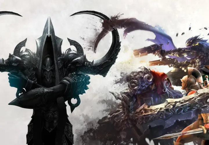 Mroczny rycerz i wojownicy szykują się do walki w epickich hack and slash games.