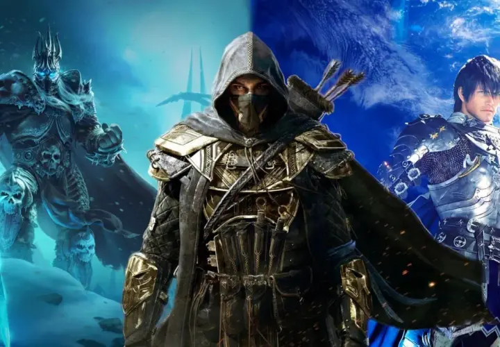 Trzech bohaterów z popularnych gier mmorpg: mroczny władca, skryty łucznik i rycerz w lśniącej zbroi.