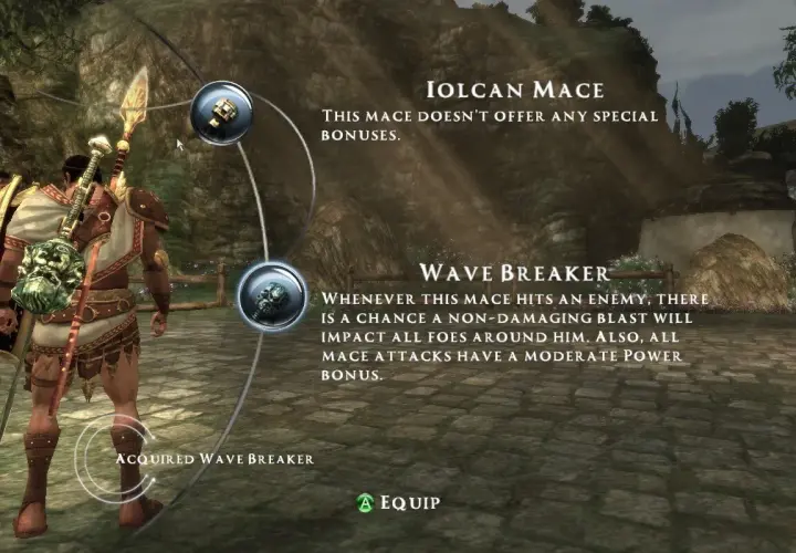 Wojownik z gry "Rise of the Argonauts" wyposażony w maczugę "Wave Breaker", która przy uderzeniu może ogłuszyć pobliskich wrogów.