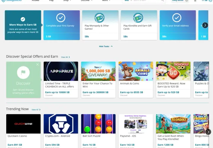 Gry do zarabiania pieniędzy: graj w Monopoly, Animals & Coins, Klondike i inne gry, aby zdobywać punkty SB.
