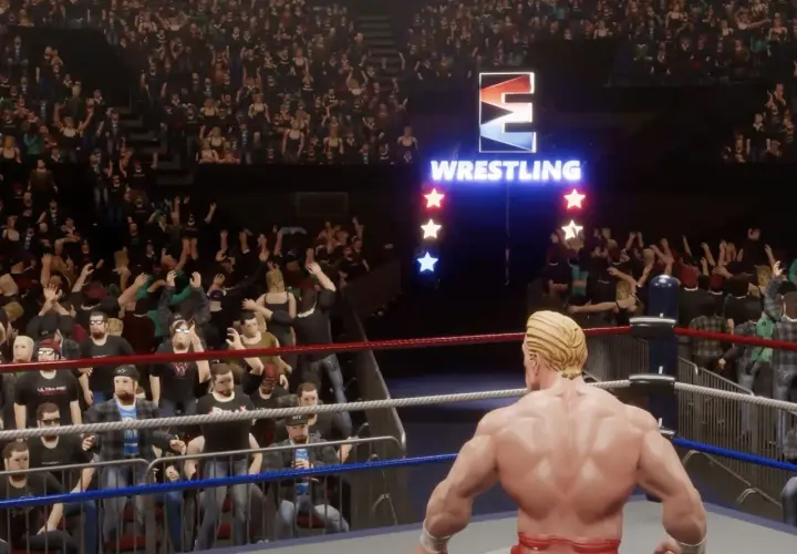 Wrestler w czerwonych spodenkach wchodzi na ring, tłum szaleje. To będzie no mercy game!