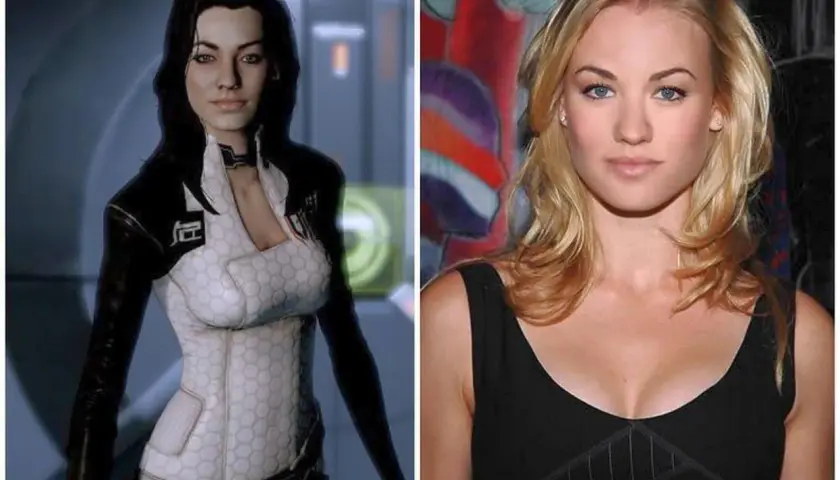 Miranda Lawson z Mass Effect obok aktorki Yvonne Strahovski.