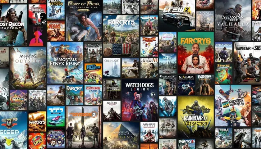 Kolekcja gier Ubisoft: Assassin's Creed Valhalla, Far Cry 6, Watch Dogs Legion i wiele innych tytułów.