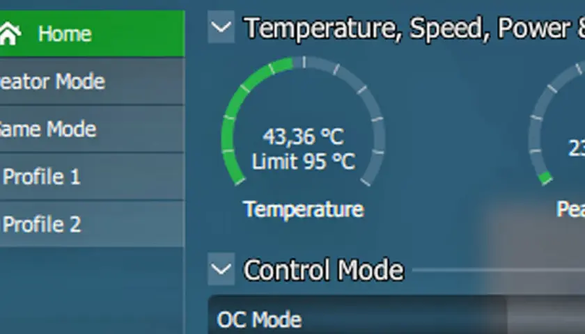 Jak sprawdzić temperaturę procesora? Aplikacja Ryzen Master pokazuje aktualną temperaturę CPU 43,36°C, limit 95°C.