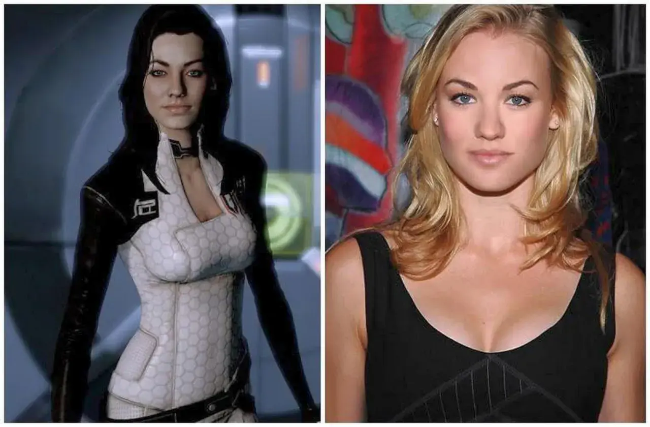 Miranda Lawson z Mass Effect obok aktorki Yvonne Strahovski.