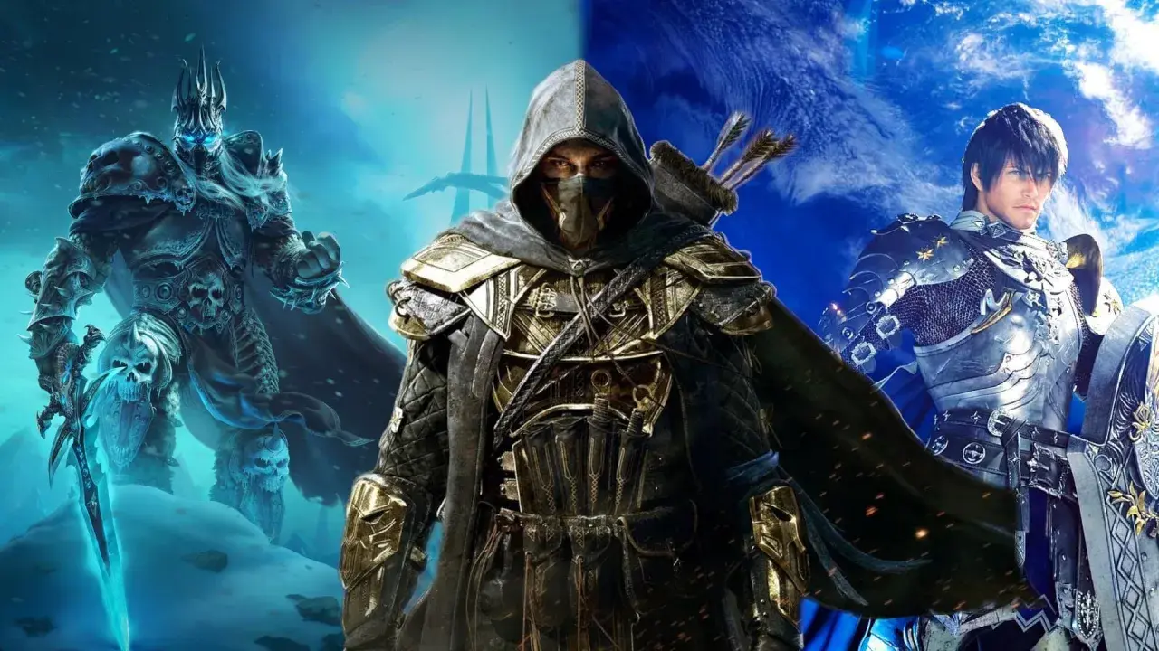 Trzech bohaterów z popularnych gier mmorpg: mroczny władca, skryty łucznik i rycerz w lśniącej zbroi.