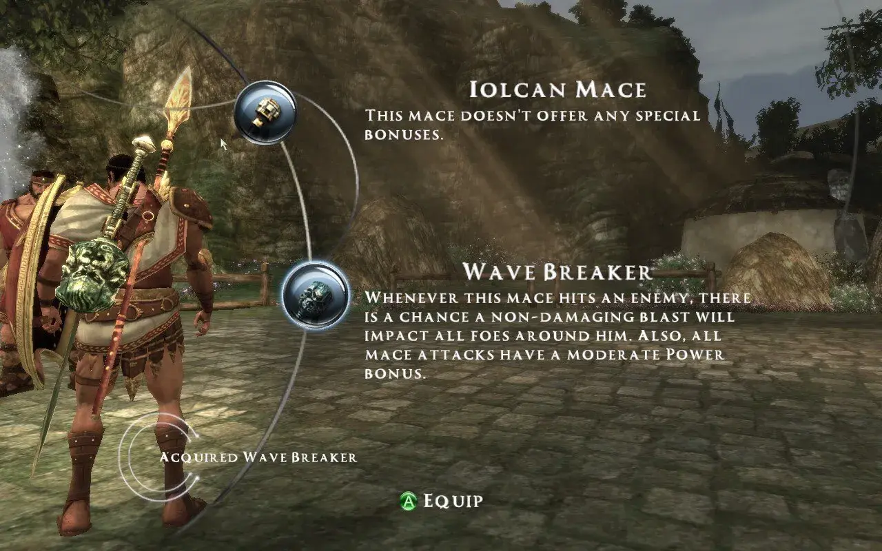 Wojownik z gry "Rise of the Argonauts" wyposażony w maczugę "Wave Breaker", która przy uderzeniu może ogłuszyć pobliskich wrogów.