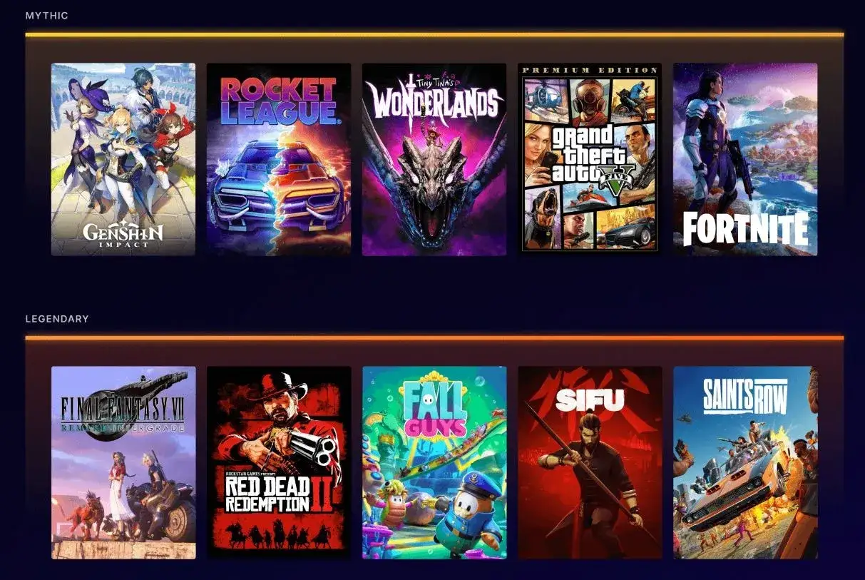 Epic Games darmowe gry lista: Genshin Impact, Rocket League, Tiny Tina's Wonderlands, GTA V, Fortnite, Final Fantasy VII, Red Dead Redemption 2, Fall Guys, Sifu, Saints Row.