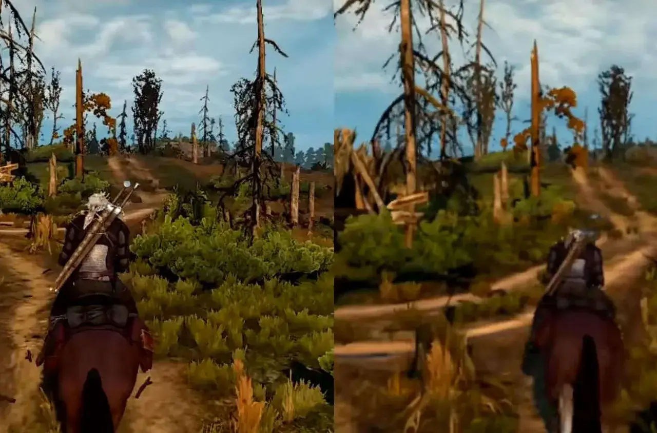 Geralt na koniu przemierza zniszczony krajobraz. To powrót Białego Wilka, który wraca do domu po długiej podróży.