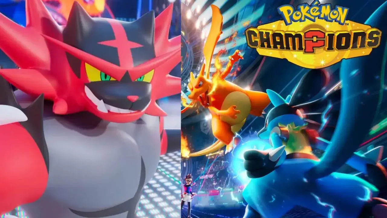 Incinero, Charizard i Lucario, najsilniejsze pokemony, walczą na arenie.