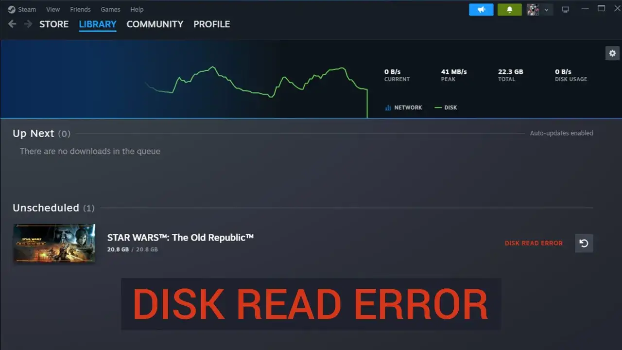 Błąd odczytu dysku w Steam. Aby rozwiązać problem, jak wyczyścić pamięć podręczną Steam, sprawdź ustawienia pobierania.