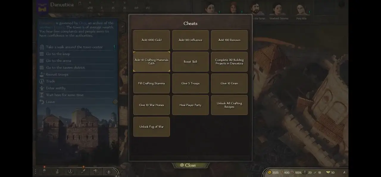 Menu gry Mount & Blade II: Bannerlord z opcjami 