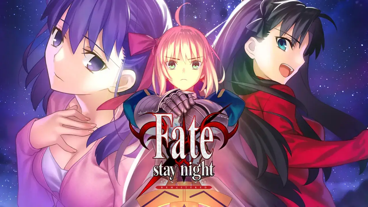 Trzy dziewczyny z anime: Sakura, Saber i Rin, wpatrują się w nocne niebo. Ich losy splatają się w tej historii.