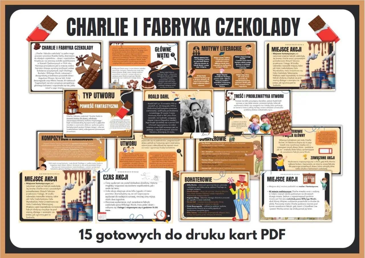Charlie i fabryka czekolady online: materiały edukacyjne o powieści Roalda Dahla. Poznaj bohaterów, fabułę i przesłanie książki.